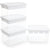 Stackable Toy Organizer 32QT with Building Baseplate Lid Tool Box Tray, 4-Pack