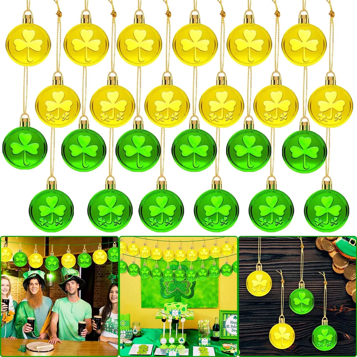 Shamrock Gold Coins 24PCS Home Office Irish Festival Party Favor