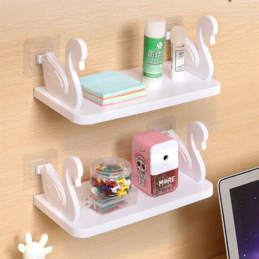 Multifunction Storage Rack White Swan Shaped Large Shelf