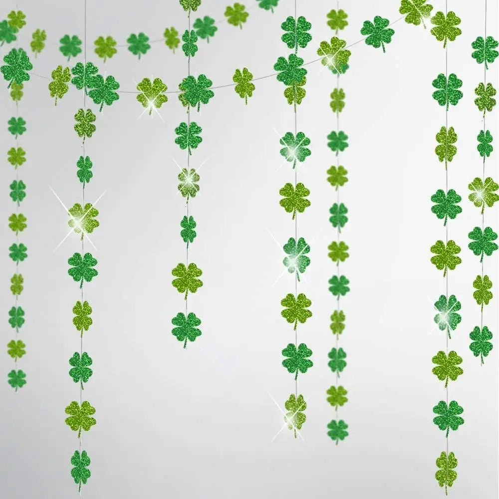 Shamrock Clover String Garland for St. Patrick's Day Party Decor