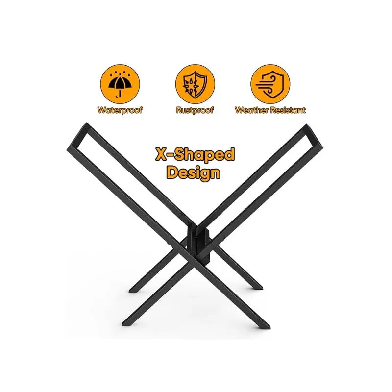 Heavy-Duty X-Shaped Firewood Rack – Outdoor Metal Log Stacker