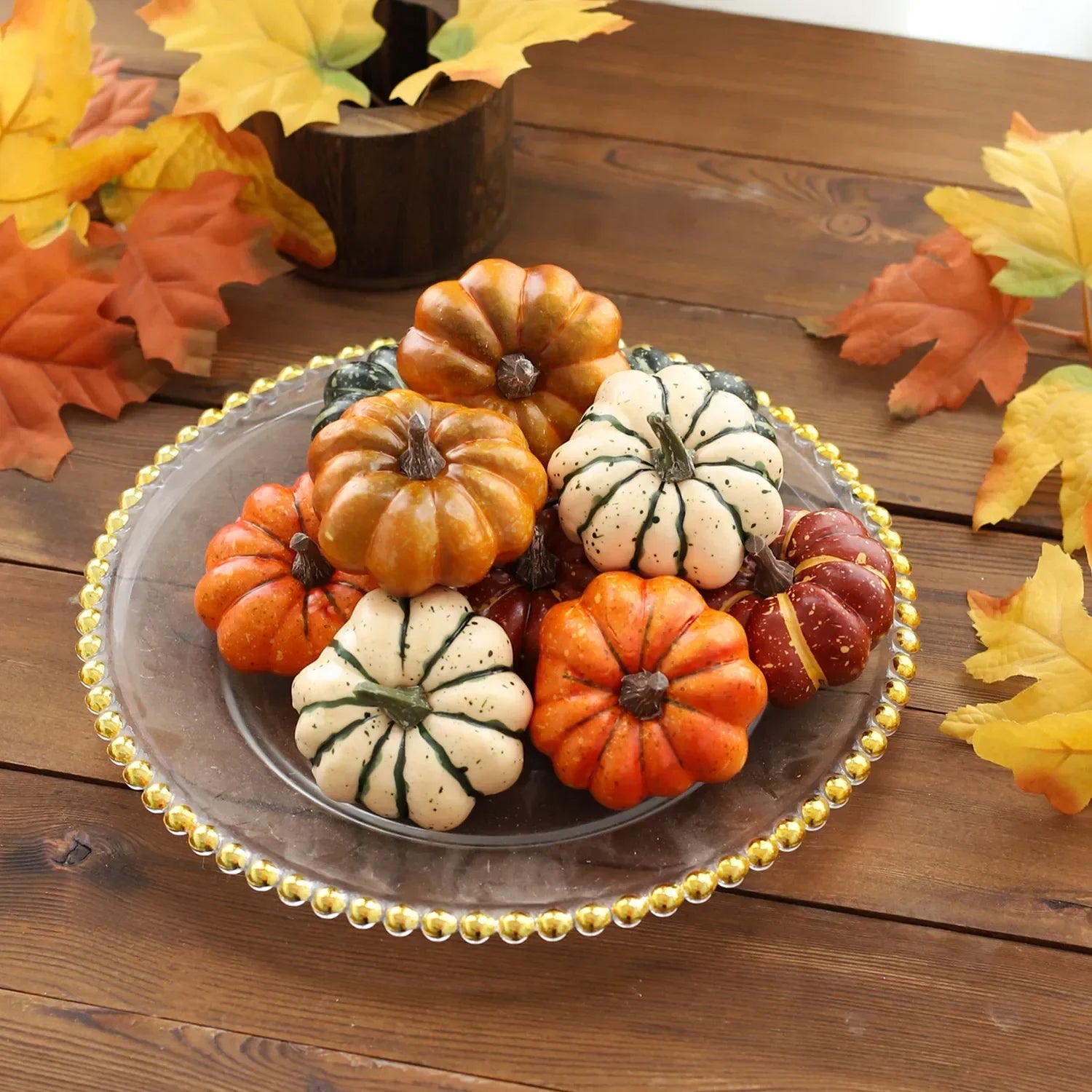 10Pcs Mini Fake Pumpkins for Thanksgiving Ornaments Props