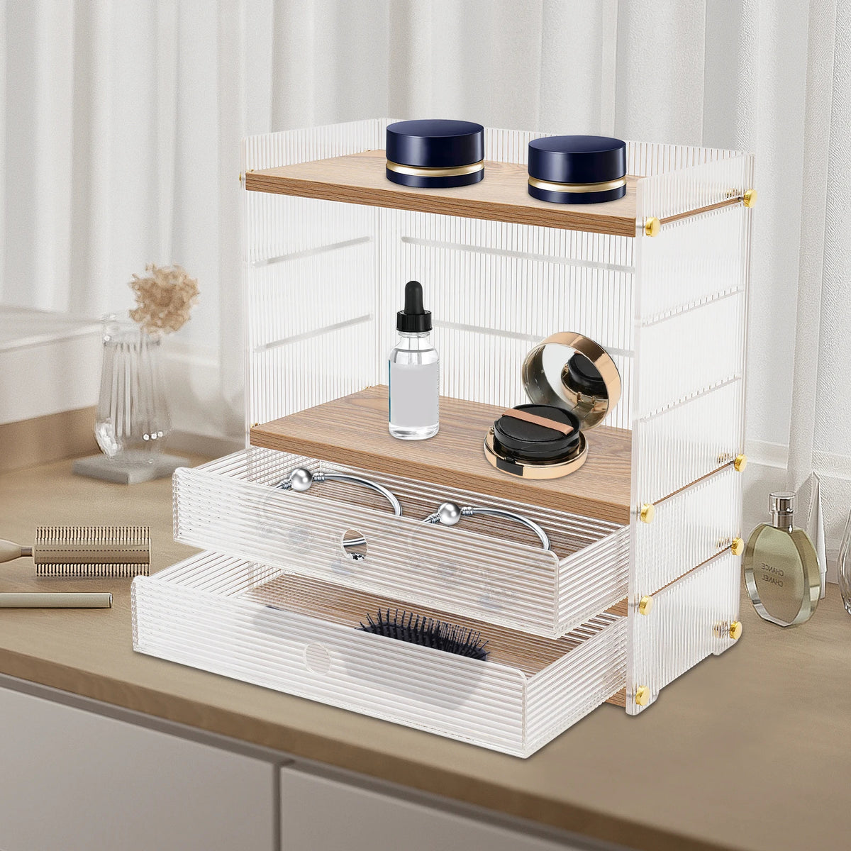 4-Layer Desktop Organizer Cabinet  Multi-Tier Drawer Storage Box