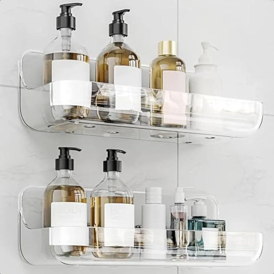 Acrylic Adhesive Shower Caddy 2-Pack No Drill Bathroom Wall Mount Storage