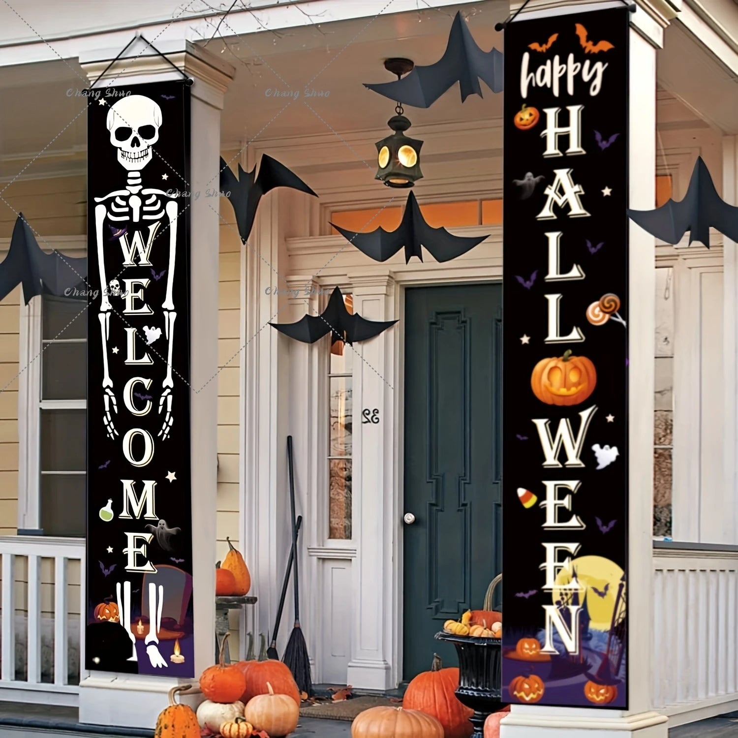 Halloween Hanging Door Curtain Banner Pumpkin Ghost Decorations