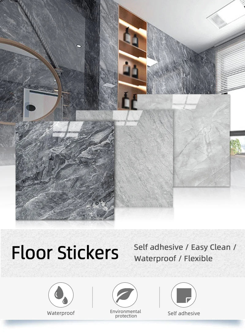 10PCS Marble Floor Stickers Self Adhesive Waterproof Decor