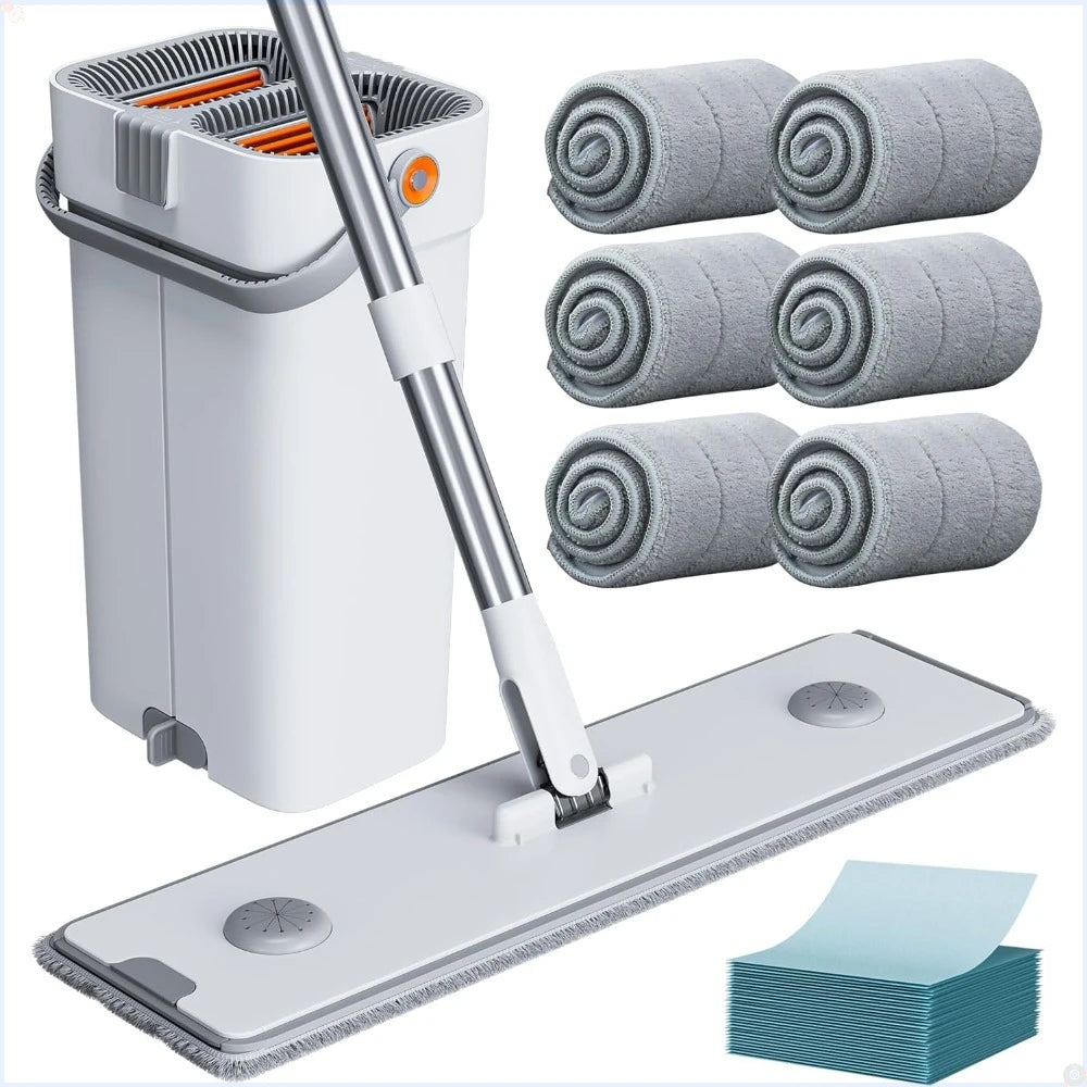 Large Mop and Bucket Set Adjustable 74" Handle