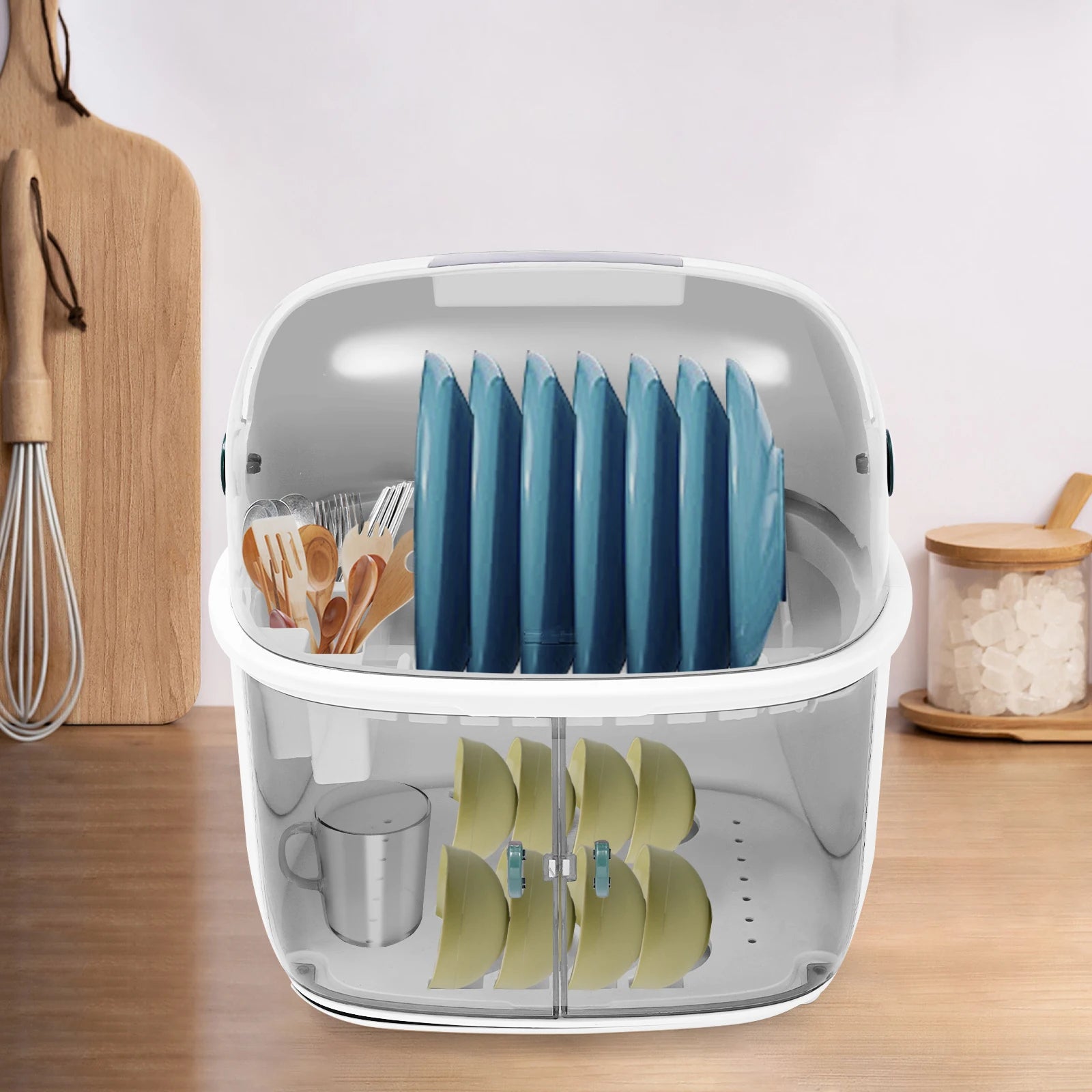2-Tier Dish Drying Rack Plastic Countertop Drainer for Kitchen Counter