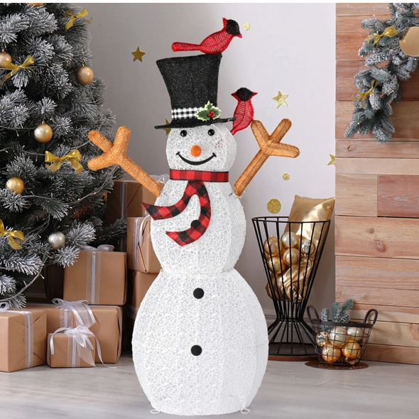 Lighted Snowman Christmas Yard Decorations Pre-lit Snowman And Birds