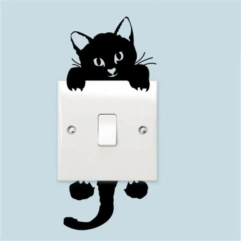 Funny Cute Cat Switch Stickers Wall Cartoon