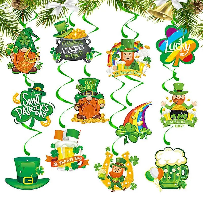 St. Patrick's Day Shamrock Garlands Hanging Swirls