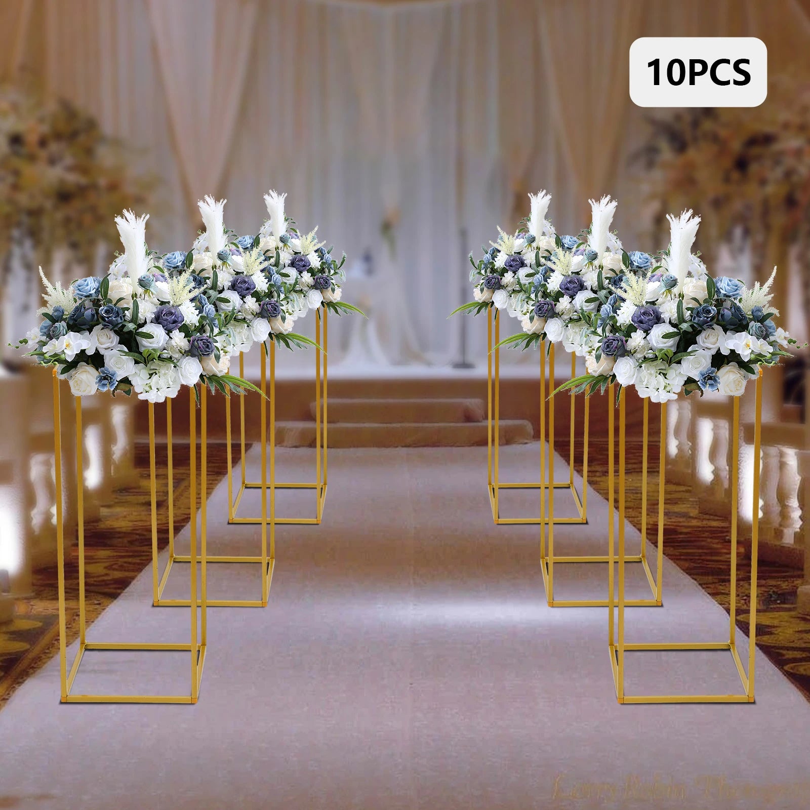 Gold Metal Flower Stand Set of 10 Wedding Flower Stands (Stand Only)