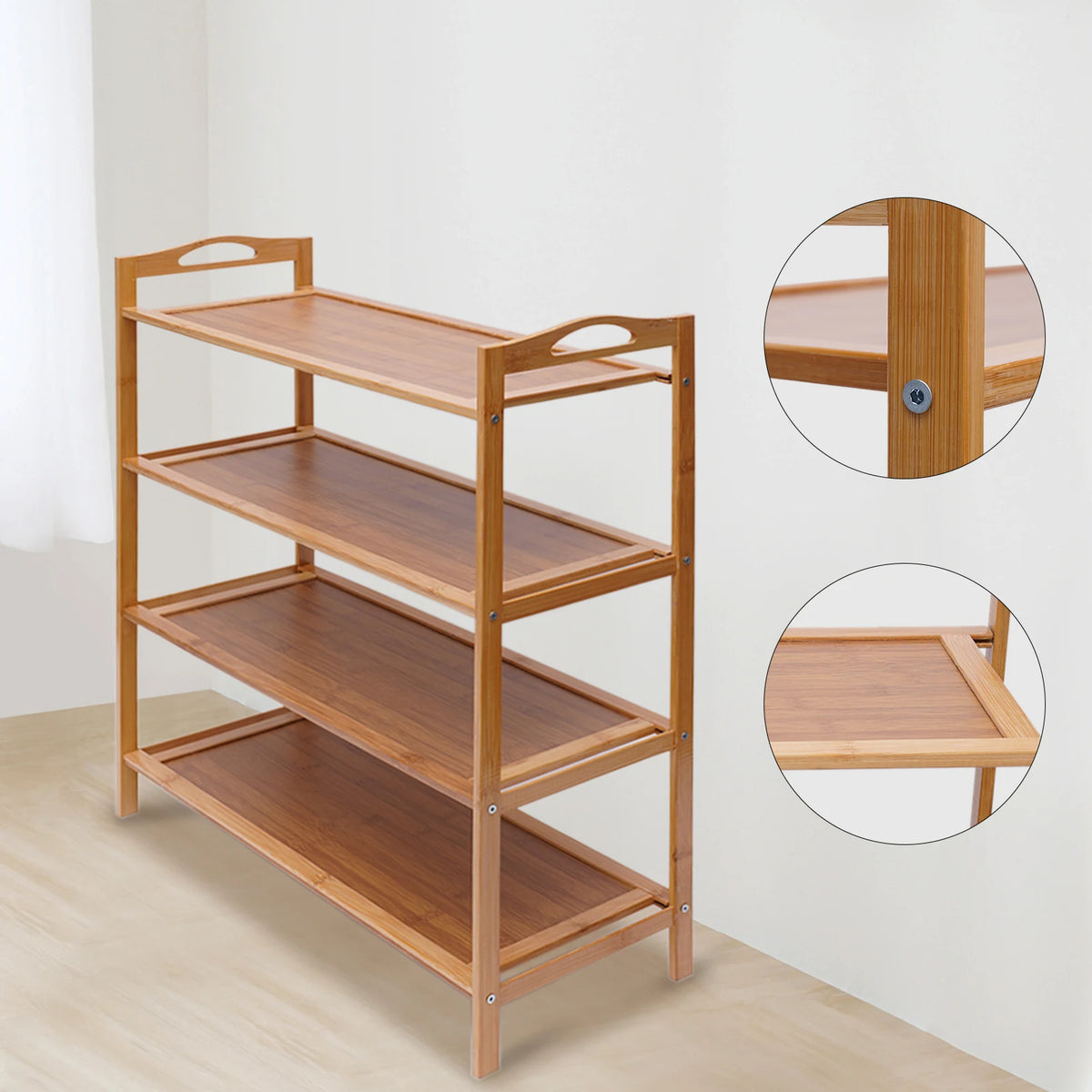 Wooden 4 Tier Shoe Rack Organizer Display Holder