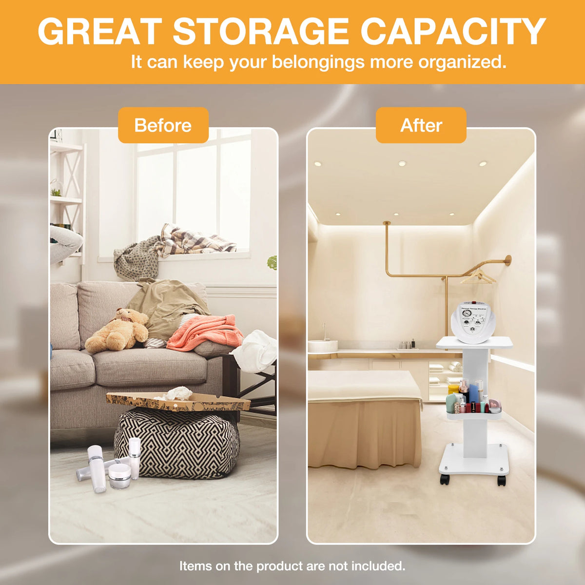 Multifunctional Salon Rolling Cart with Wheels for Utility Storage