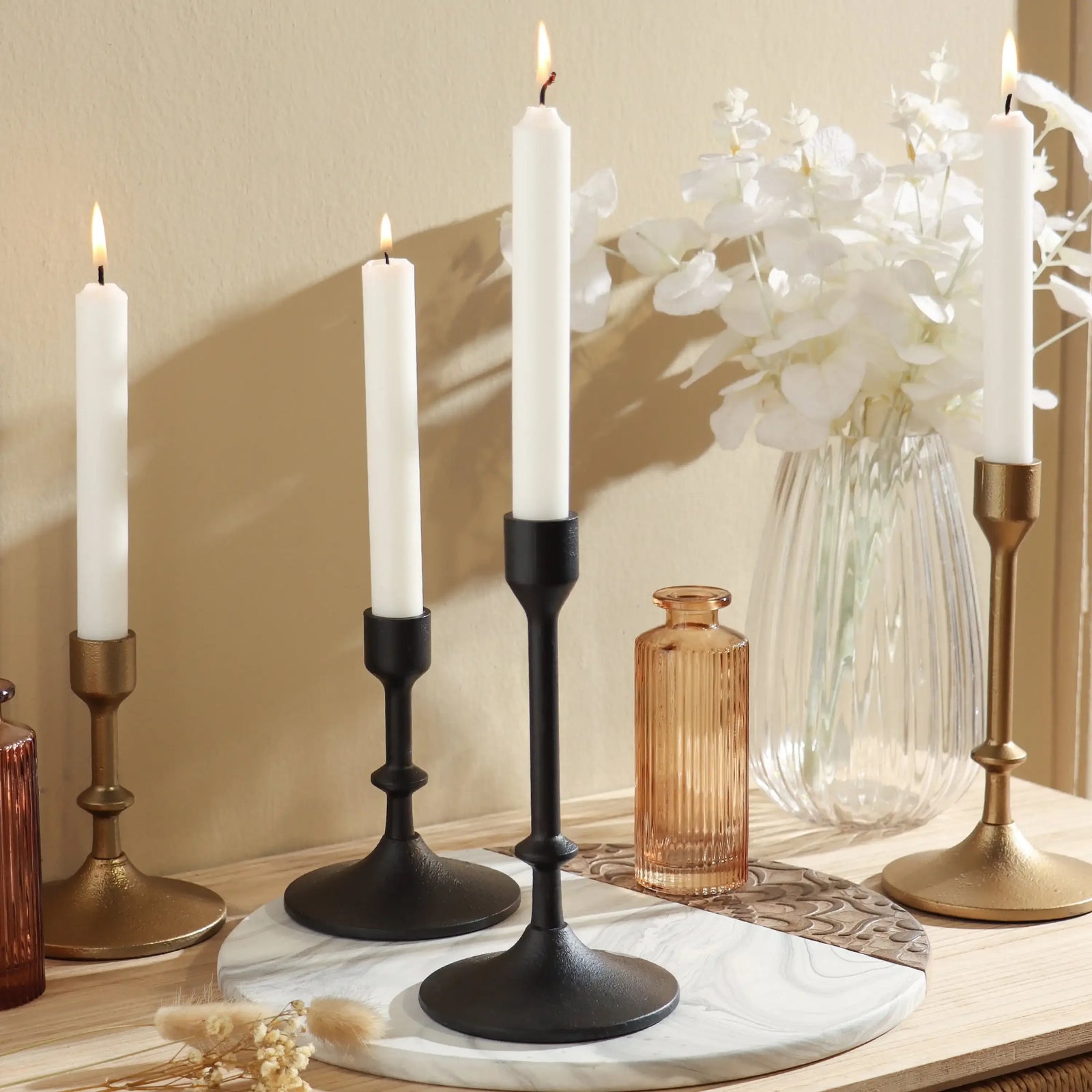 Heavy Duty Black Cast Iron Taper Candle Holder (7.8")