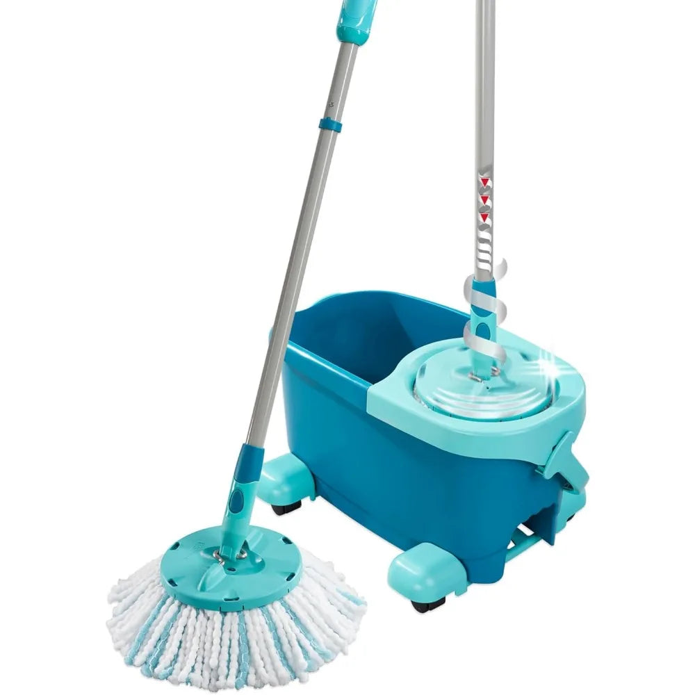 Spin Mop and Bucket Set with Wheels Easy Wring Floor Cleaning System