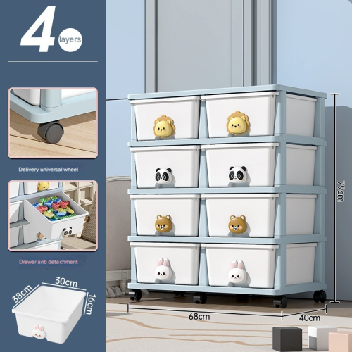 8-Drawer Storage Cart with Wheels 4-Layer Wardrobe Organizer