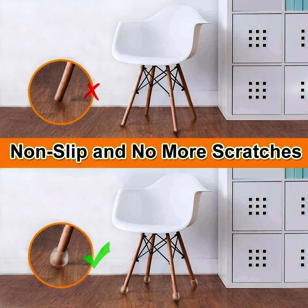 Silicone Chair Leg Caps 16 Pieces, Non-Slip Transparent Leg Caps for Chairs (25-29mm)