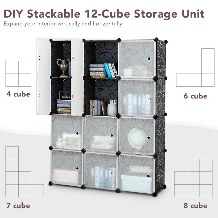 Portable 12 Cube Storage Organizer Easy Assembly