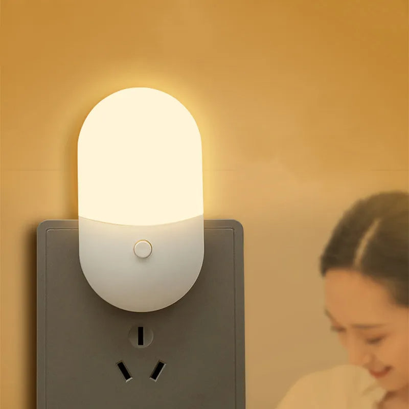 Portable Eye Protection Night Light for Bedroom and Living Room, Warm White (US Plug)