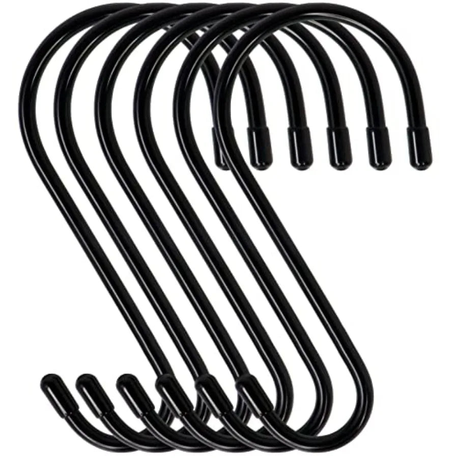 6-Pack Large Heavy-Duty S Hooks – Rubber Coated Non-Slip Hanging Hooks