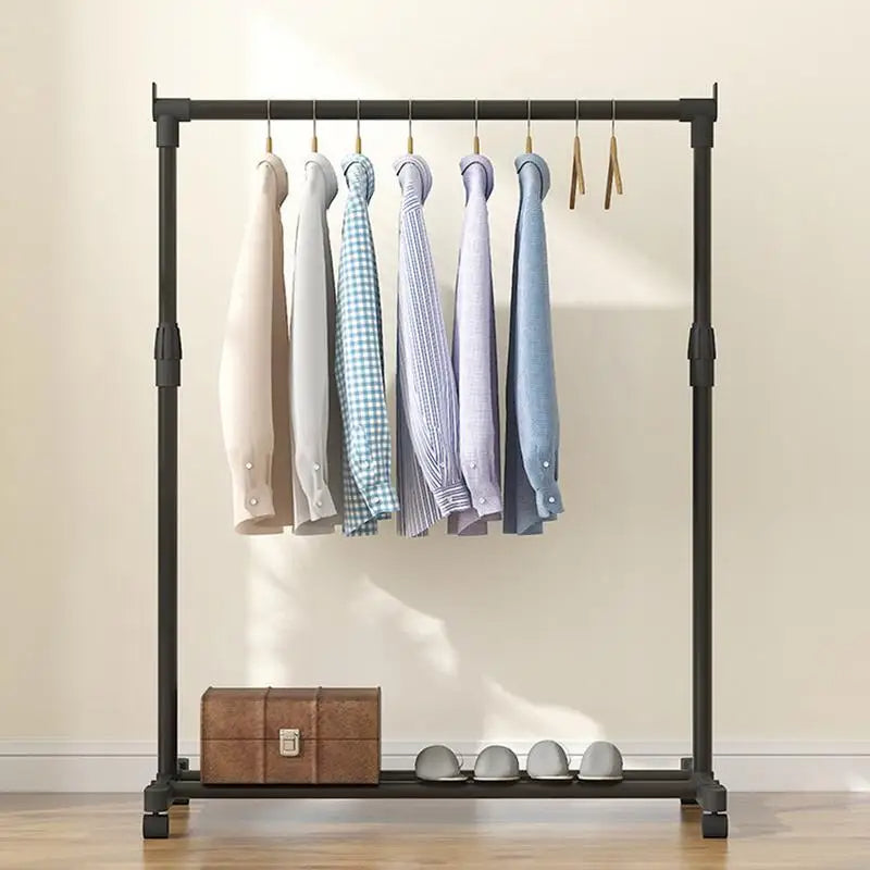 Telescopic Clothes Rack with Wheels Heavy-Duty Metal