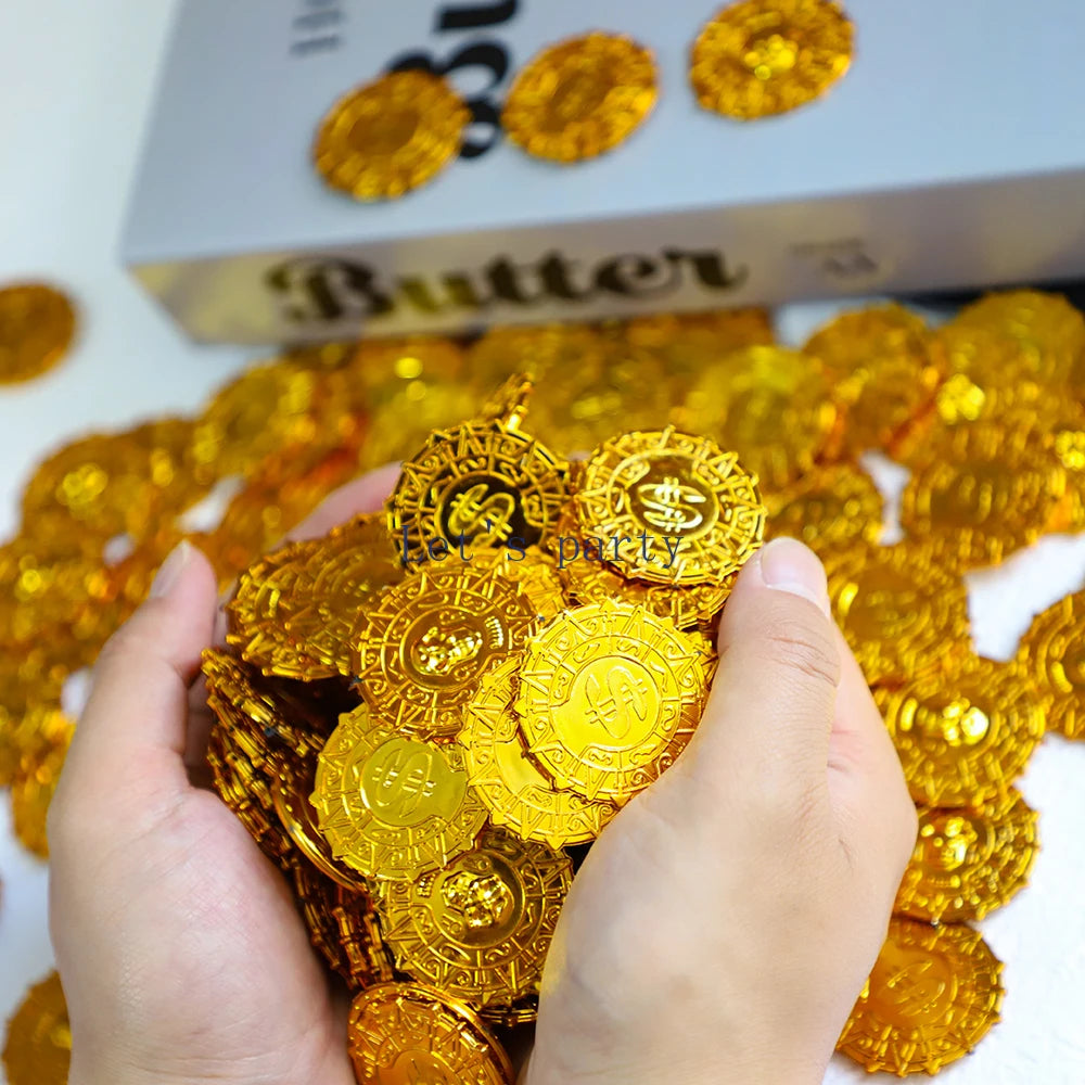 50pcs Plastic Pirate Gold Coins