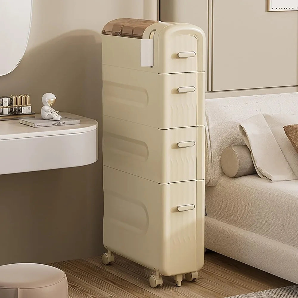 Bathroom Slim Storage Cabinet 4 Tiers Rolling Cart