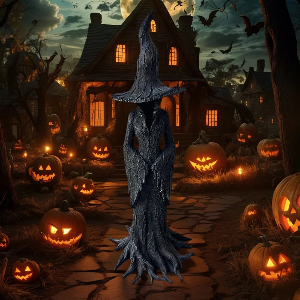 Resin Cracker Barrel Witch Sculpture 11.8 Inch for Halloween Decor