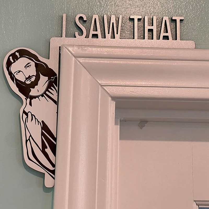 Funny Jesus Door Hanger Home Decor Wood