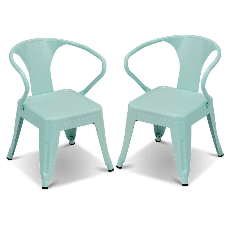 Set of 2 Steel Armchair Stackable Kids Chairs