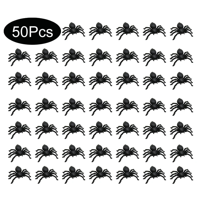 50pcs Halloween Spider Haunted House Spider Decorations (Black)