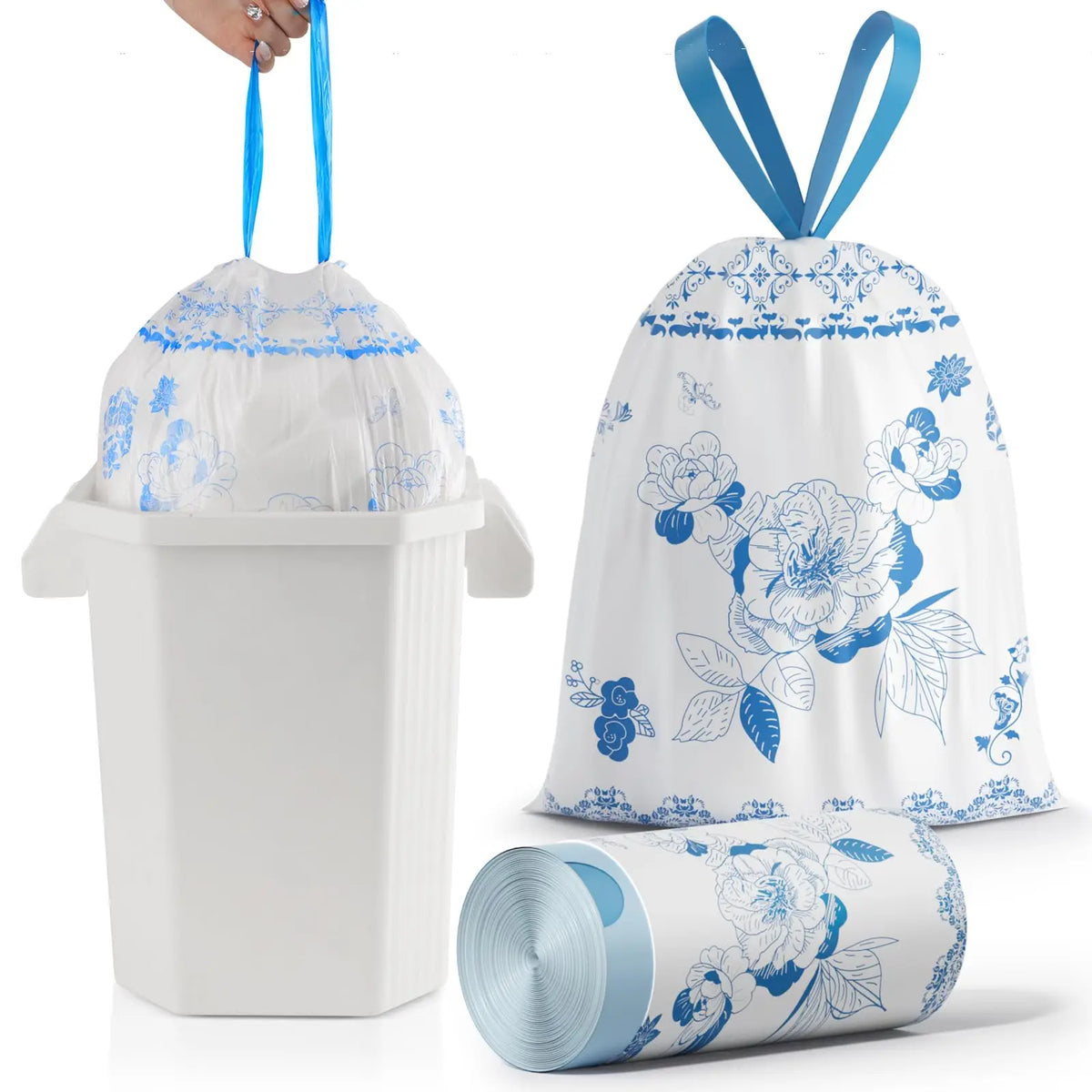 Non-Tear Drawstring Garbage Bag 4 Gallon Thickened Hand-held Disposable Plastic Bag