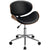 Adjustable Leather Office Chair Swivel Bentwood Desk Chair with Curved Seat, Black