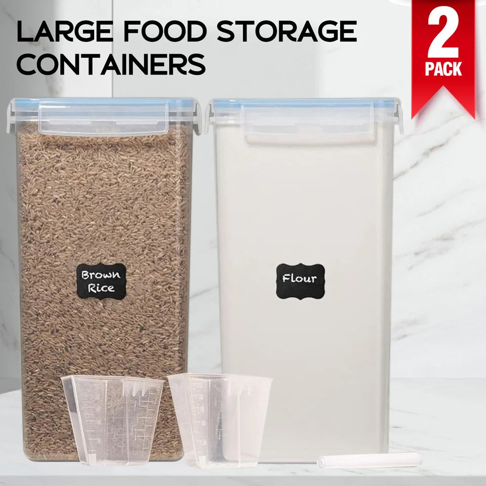 Airtight 8.5L Large Food Containers 2Pcs Ideal for Kitchen Pantry Organization