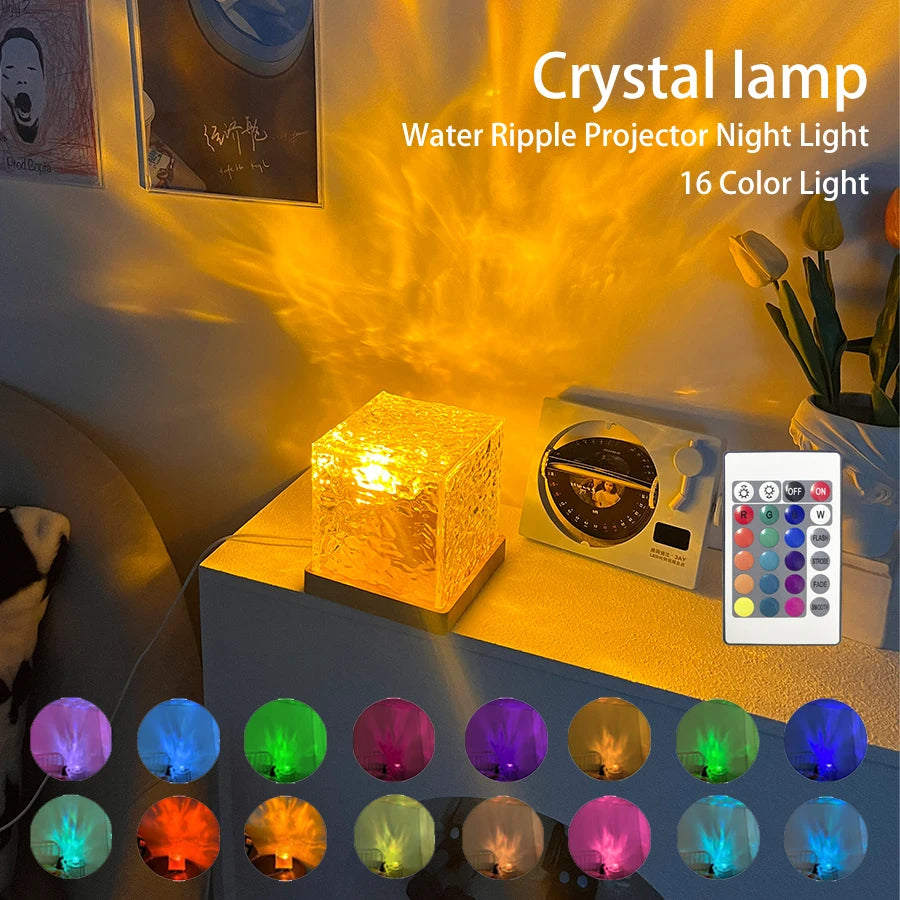 Dynamic Rotating Water Ripple Projector Night Light with Remote Control