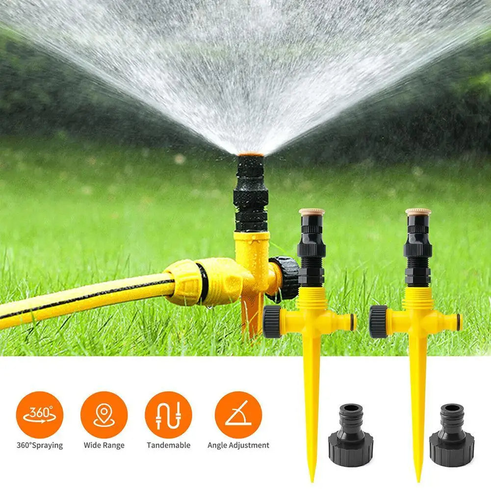 Garden Sprinkler 360° Rotation Irrigation Watering System (Yellow)