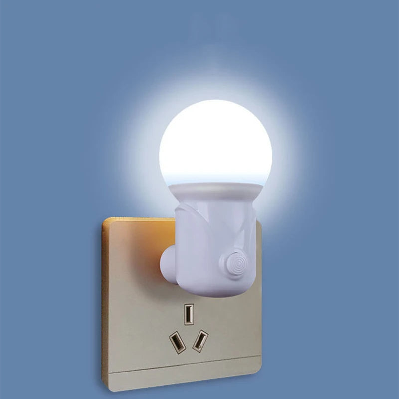 Portable USB Rechargeable LED Night Light with Soft Glow (EU Plug, White)