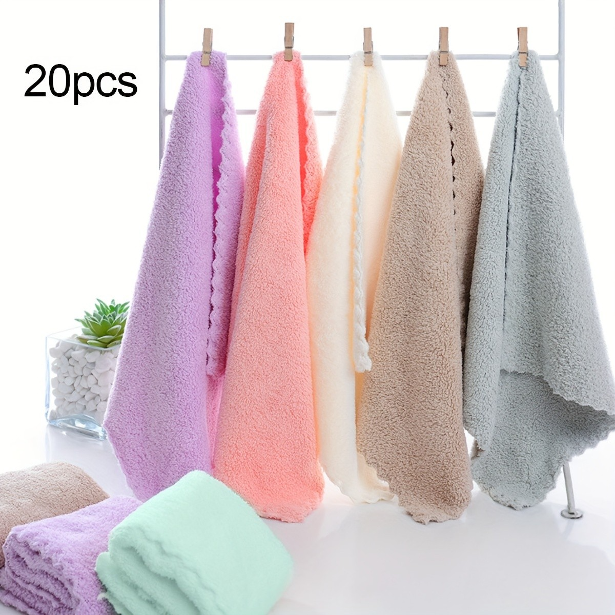 20 Pack Solid Color Towels Super Absorbent Quick Dry
