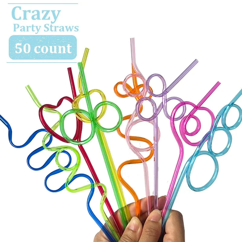 Crazy Unique Drinking Straws 10 Pack for Parties (Mixed)