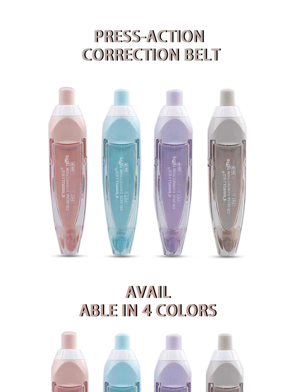 Refillable Correction Tape Set (4 Dispensers, 10 Refills)