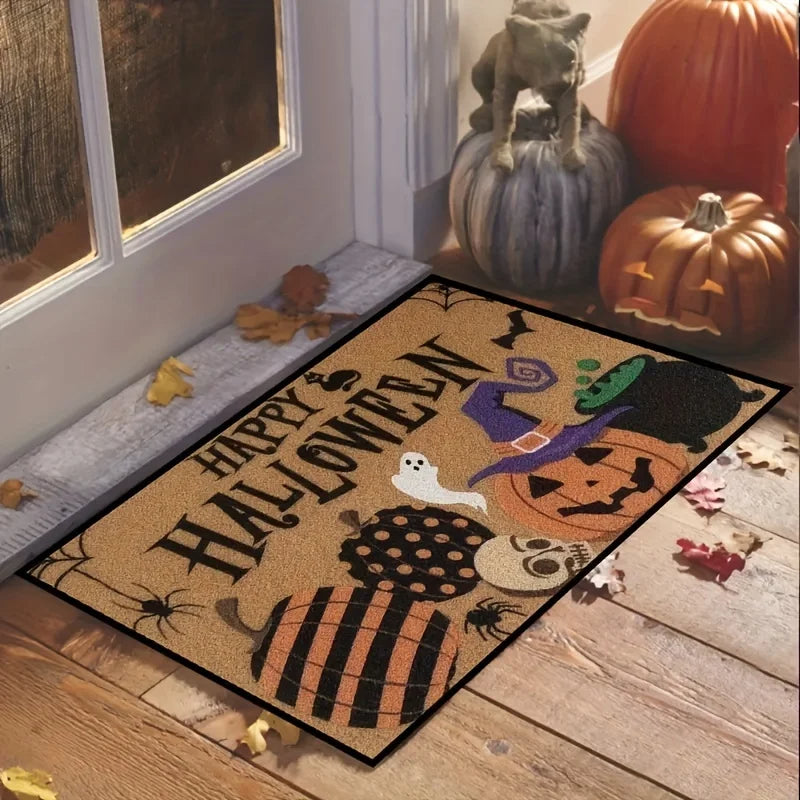 Halloween Doormat with Skull & Pumpkin Design (50cm x 80cm)