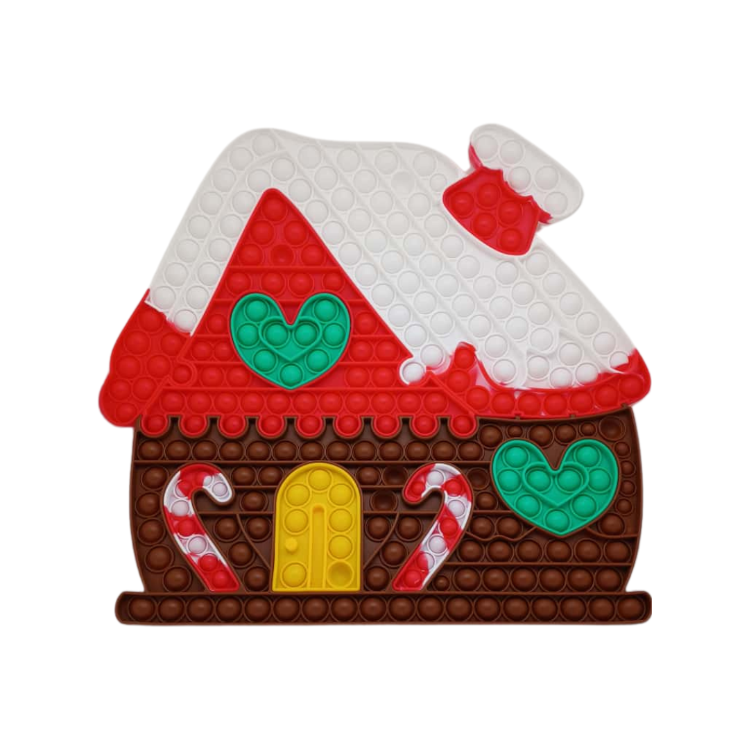 Puzzle Popper House with Snowman Fidget Toy Stress Relief & Sensory Fun (Brown House)