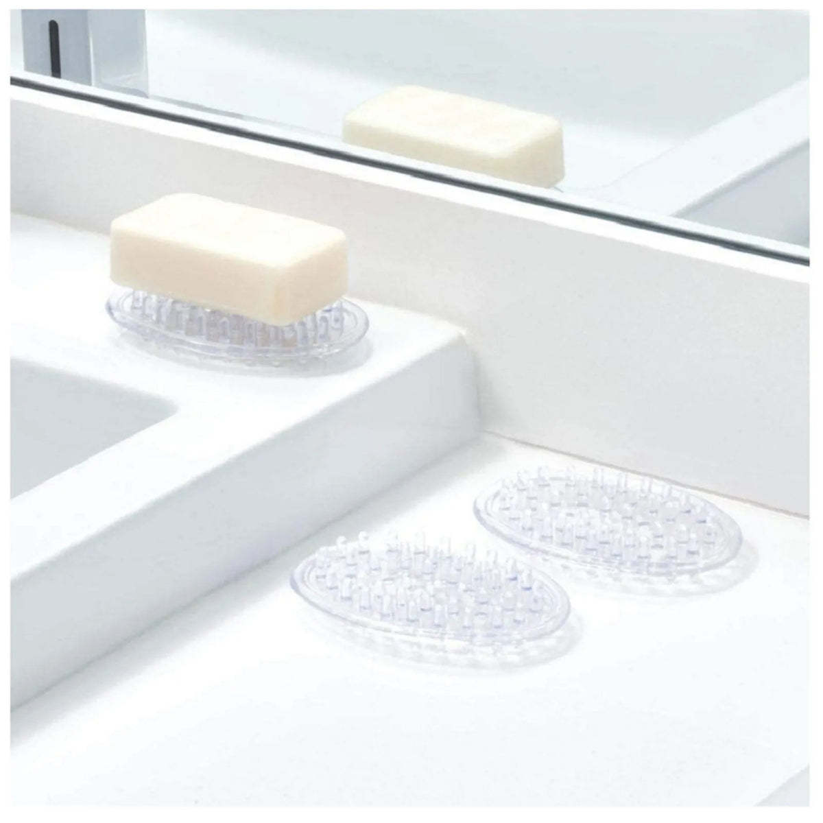 Clear Oval Plastic Soap Holder Tray Durable Bathroom Accessory for Kitchen Counter