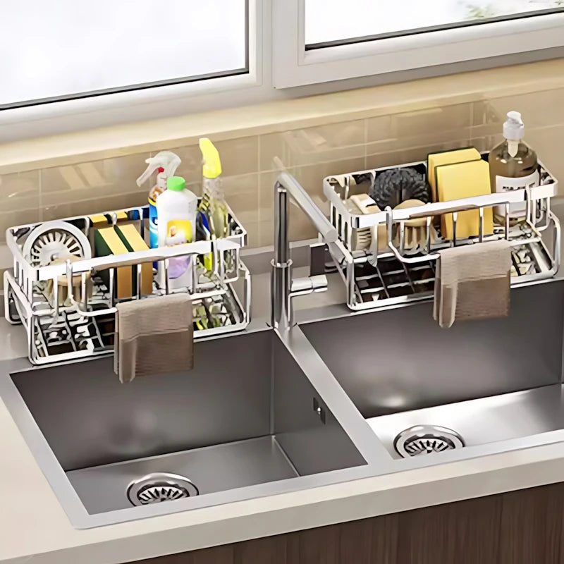 Modern Kitchen Sink Organizer Stainless Steel Holder for Sponges
