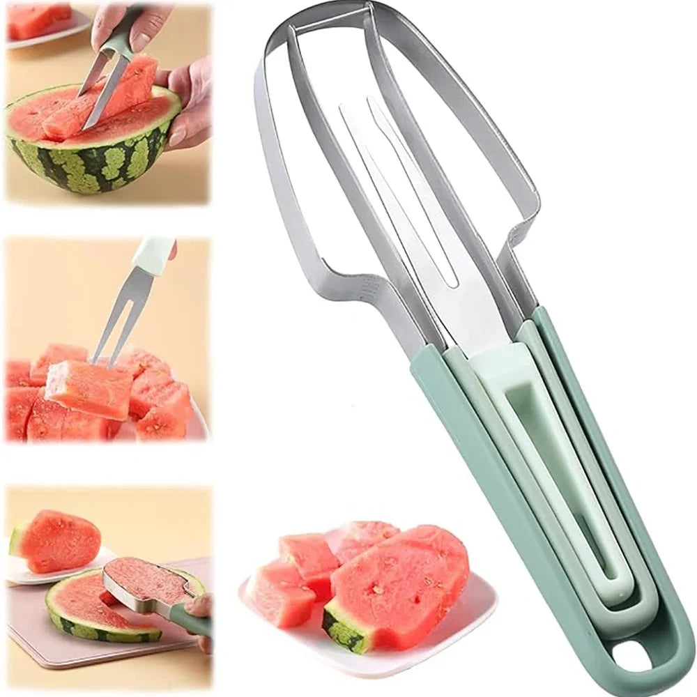 3-in-1 Stainless Steel Watermelon Cutter – Multifunctional Fruit Slicer for Kitchen