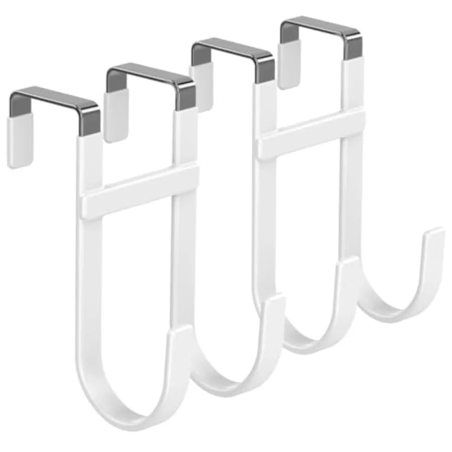 Over the Door Hooks, Heavy-Duty Double Hanger Door Hook, 100LB Capacity Metal Door Hanger, No-Drill Rubber-Coated Hooks for Bathroom, Bedroom &amp; Closet Organization