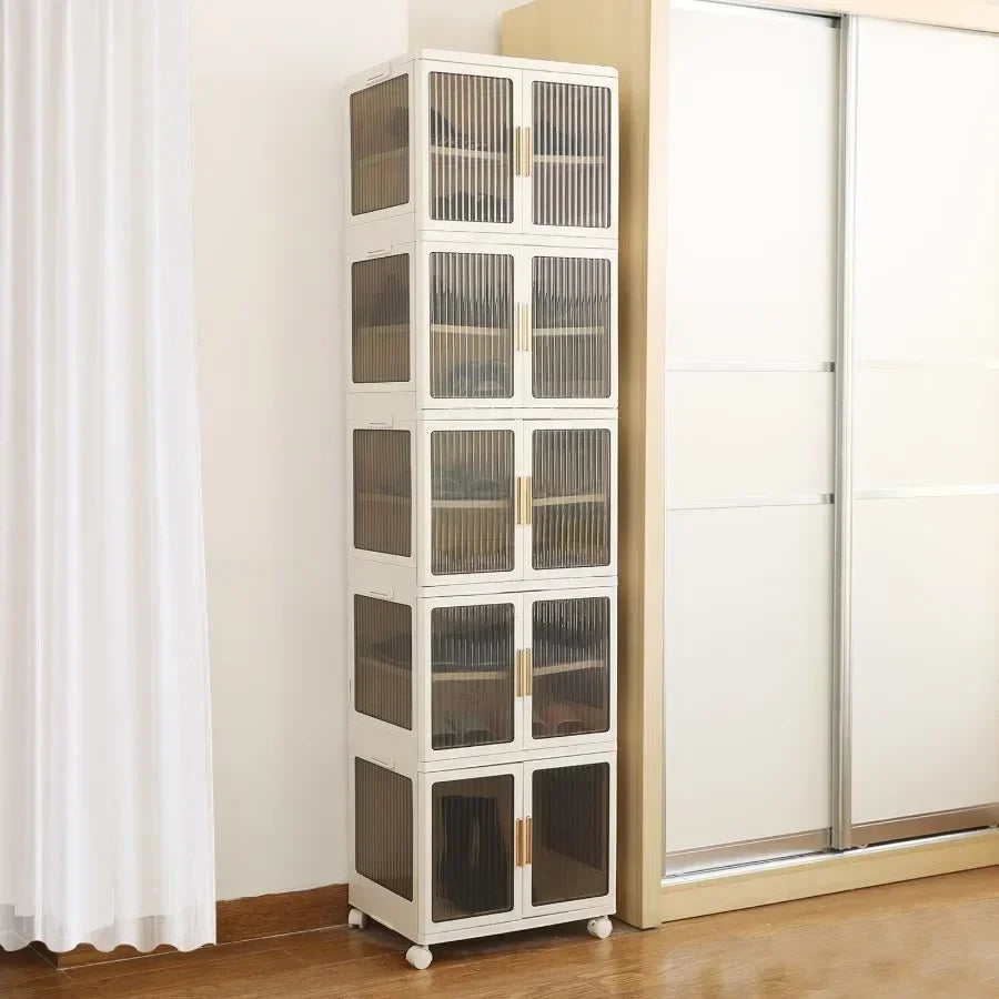 Portable Shoe Storage Cabinet XL with Magnetic Clear Doors