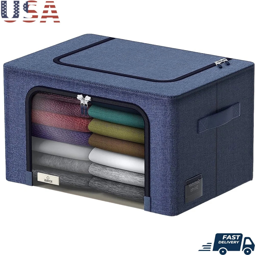 Stackable Foldable Storage Bins with Internal Metal Frame