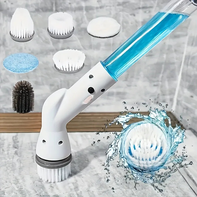 Cordless Power Scrubber with 6 Brush Heads for Bathroom Kitchen